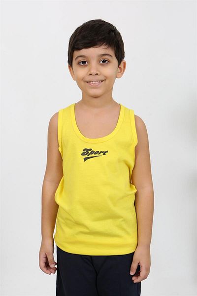modaserdem Mdsrdm Boy's Strap Βαμβακερή Πιτζάμα Σετ-κίτρινο-100% Βαμβάκι