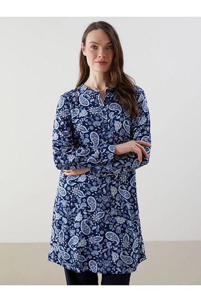 LC Waikiki Lcw Grace Blue Judge Collar Patterned Women's Tunic