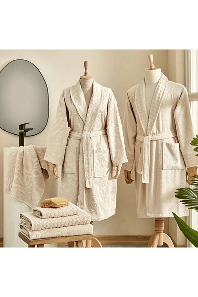 Karaca Home White Collection Seden 6-Piece Family Bath Set - Beige