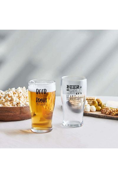 Karaca Set pahar de bere Karaca Fritz 2 piese, 454 ml, negru transparent