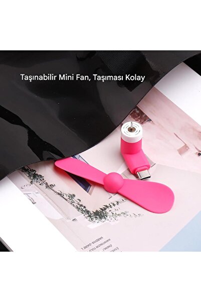 Generic Sokelinn Six Tip C Telefon Fanı - Mini USB C Soğutma El Fanları Taşınabilir Yaz Soğutucu