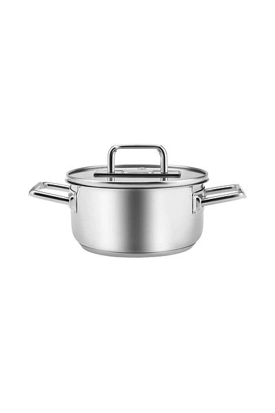 Karaca Mini oală cu inducție Grace din oțel inoxidabil cu capac, 14 cm, argintiu