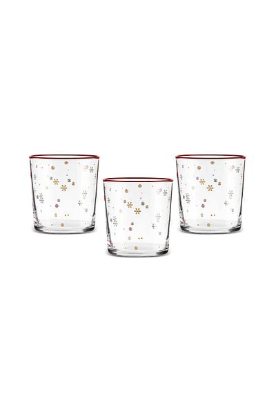 Karaca Home Anul Nou Crăciun Set de 3 piese cu apă cu zăpadă, 380 ml, multi