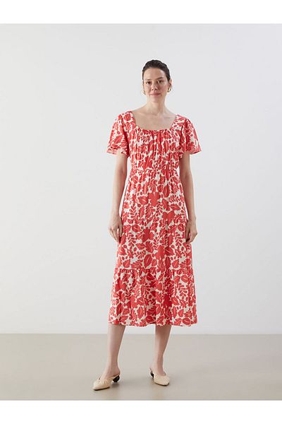 LC Waikiki New Season Boat Neck Floral Women's Dress - S5Io49Z8