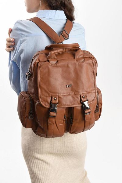 Baginn Y.S.Δερμάτινο γυναικείο σακίδιο πλάτης 35*25 εκ. Vegan Leather Wash Faux Leather Messenger Τσάντα ώμου με χιαστί