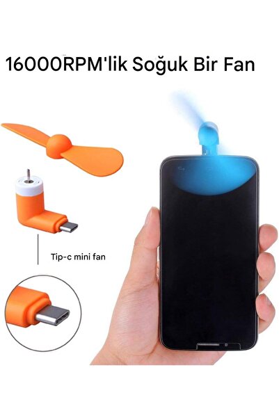 Generic Sokelinn Six Tip C Telefon Fanı - Mini USB C Soğutma El Fanları Taşınabilir Yaz Soğutucu