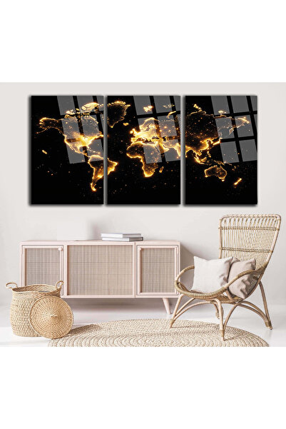 TAULART 3 Pcs Luminous World Map Set Table Unbreakable Glass Table Home Gift Business Place Gift