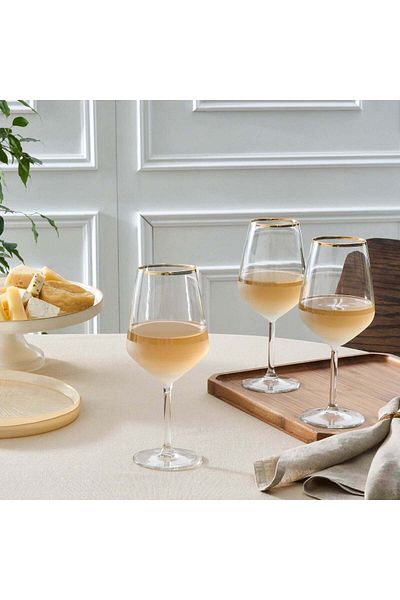 Karaca Set de 3 pahare de vin Jasmine, 490 ml, alb