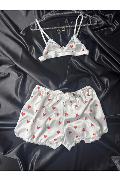 love secret White Heart Top and Shorts Suit