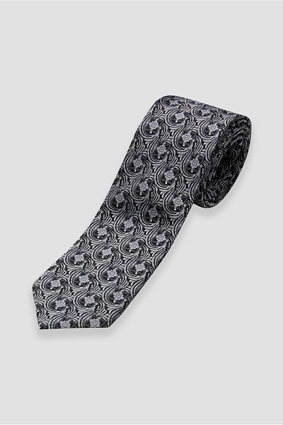 Abbate Black Geometric Pattern Necktie
