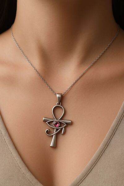 TOM.CO. JEWELRY DESIGN Ankh Kadın Gümüş Kolye, 925 Ayar Gümüş Kolye, Kadın Ta...