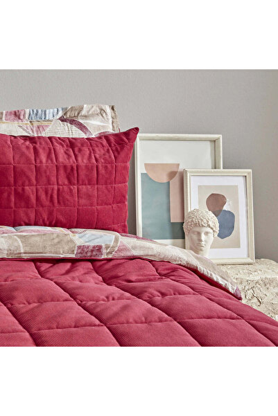 Karaca Home Lydia Double Stripe Comfort Set Burgundy