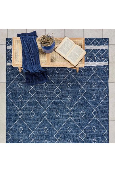 Karaca Kasmir Rugs 724 Covor Datça pentru interior și exterior, 120 cm x 180 cm, albastru