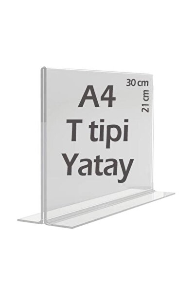 Bestekran A4 T-tipi Yatay Şeffaf Föylük Pleksi Menü Broşür Etiket Fotoğraflık Albüm Stand Sehpa