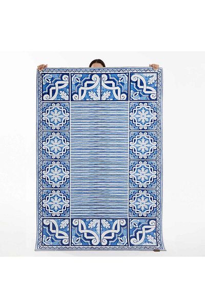 Karaca Covoare Kasmir Rugs Decorative Art Trend Simi Double Face, 120 cm x 180 cm, albastru alb