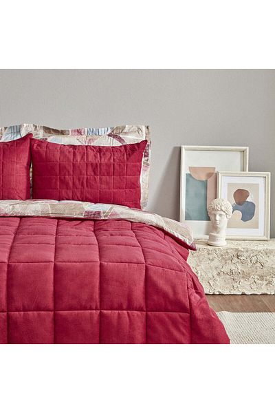 Karaca Home Lydia Double Stripe Comfort Set Burgundy