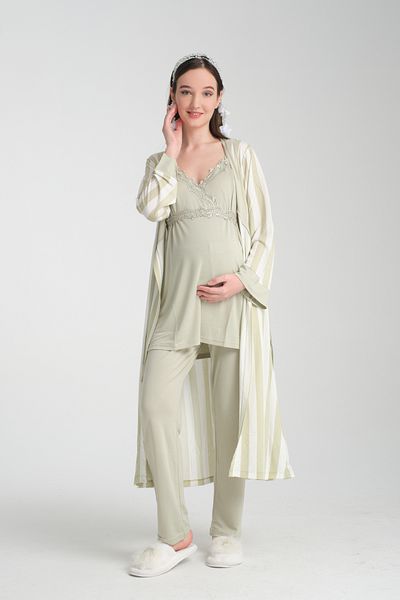 Effortt Set de pijamale pentru maternitate, 3 piese, cu caracteristică pentru alăptare – elegant și confortabil
