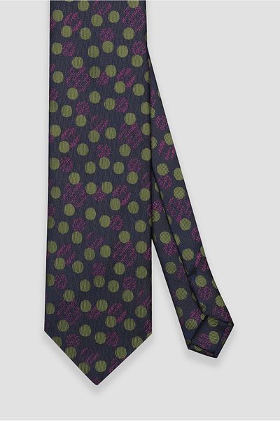 Abbate Round Pattern Navy Blue Tie
