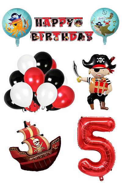 Patladı Gitti 5 Year Old Pirate Themed Birthday Party Celebration Set