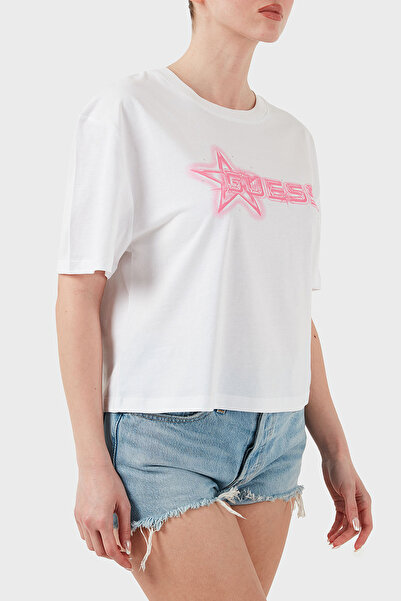 Guess Μπλουζάκια Ardisia Crop 100% βαμβακερά μπλουζάκια με λογότυπο V5GI12K9RM1 T SHIRT V5GI12 K9RM1 G011