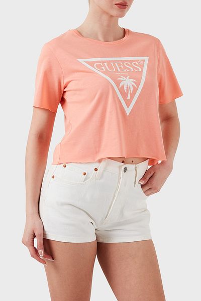 Guess Ss Cn Logo Cotton Cropped Fit Crop E02I01Ja914 Crop E02I01 Ja914 Ltag