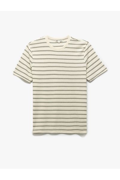 Koton Νέα σεζόν Crew Neck Regular Fit ριγέ μπλουζάκι με κοντό μανίκι