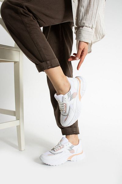 Getcho Pantofi sport casual Babel, alb, albastru, pudra