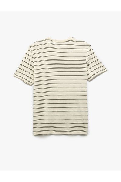 Koton Νέα σεζόν Crew Neck Regular Fit ριγέ μπλουζάκι με κοντό μανίκι