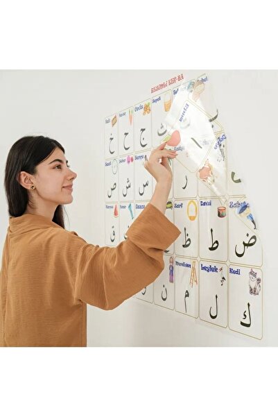 ForWhat 100X150Cm Static Stick-On Elif-Ba Learning Education Chart for Office Home Office Decor