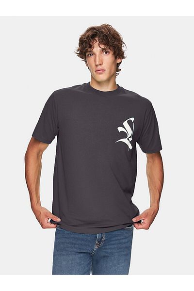 Ltb Short Sleeve Graphic Printed Loose Anthracite T-Shirt