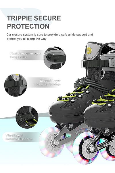 Ma Baby Kids Adjustable Roller Skate Shoe Set,  Inline skates with Full Light Up Wheels Outdoor Fun