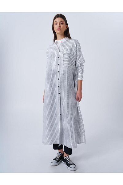 Kayra Tunica lungă cu model linie albă optică