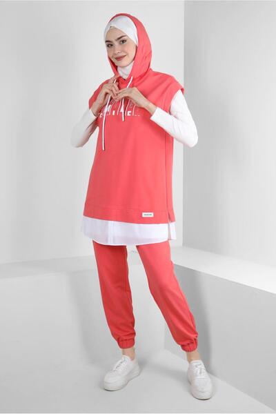 Alvina KAPÜŞONLU YAZI BASKILI İKİLİ EŞOFMAN TAKIMI 43552