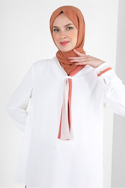 Alvina BLUZ 43800 WITH COLLAR BINDING DETAIL