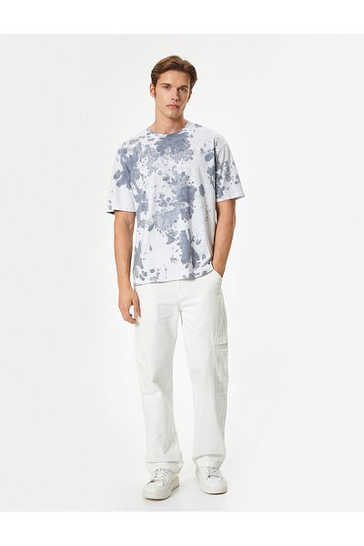 Koton New Season Oversize T-Shirt Tie Dye Patterned Short Sleeve Crew Neck Cotton
