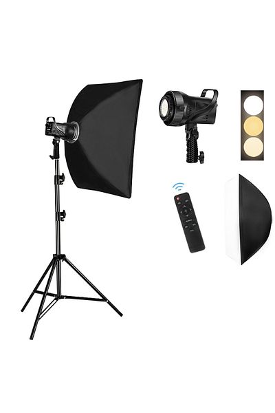 glanfen Professional Photography Studio Lighting Kit, 500W 2800-6500K 3-Color LED Monolights with 60x90cm
