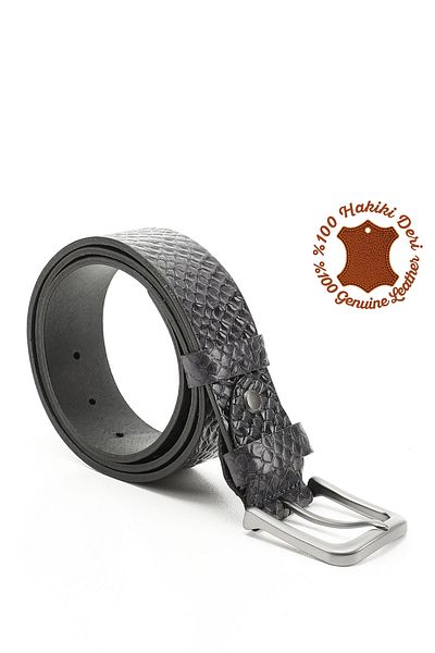 GÖNDERİ(R) Navy Blue Antique Gön Genuine Leather Men's Belt 14075