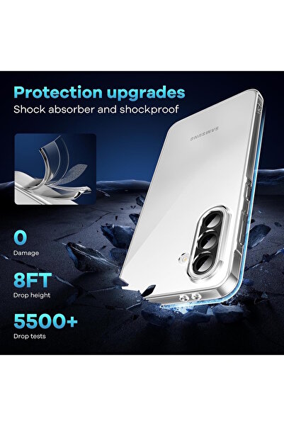 m.tk moveteck Samsung Galaxy A26 Kılıf Kamera Çıkıntılı Korumalı Yumuşak Şeffaf Silikon +9H Ekran Koruyucu Cam Set