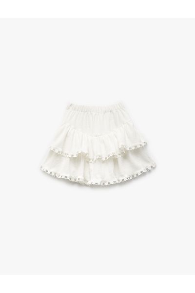 Koton New Season Elastic Waist Layered Lace Detailed Mini Skirt