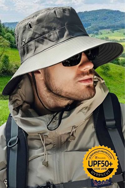 Uniquetrenders Unisex Πτυσσόμενο καπέλο Safari Outdoor Boonie με πλατύ γείσο με προστασία από υπεριώδη ακτινοβολία