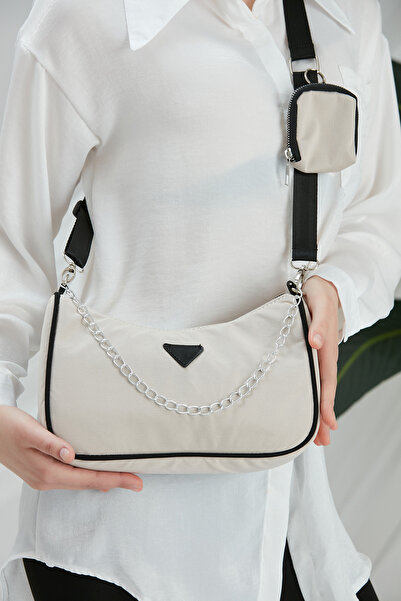 SHAKA Cream U6 Women's Crossbody Shoulder Bag with Detailed and Adjustable St...