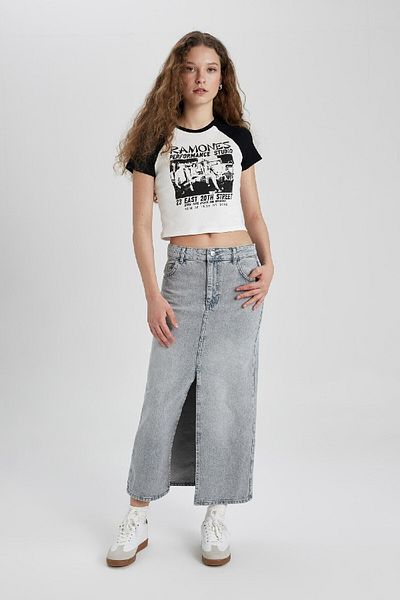 DeFacto Long Fit Slit Long Length Jean Skirt B9847ax24sp