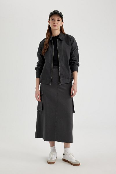 DeFacto Cargo Fit Gabardine Long Skirt B9219ax24sp