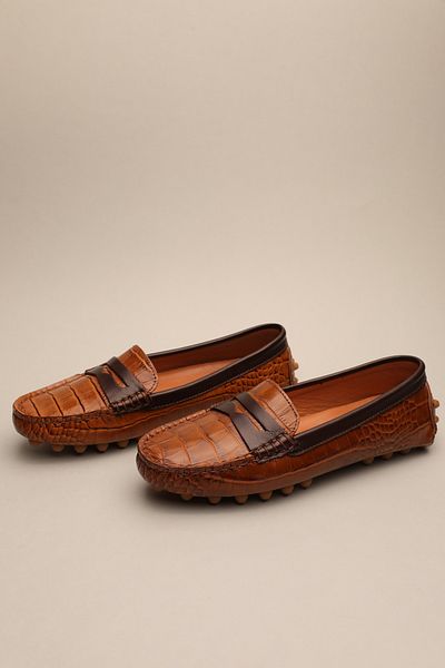 Gondol Women's Genuine Leather Classic Loafer Tan Croco 37 Ttx.793