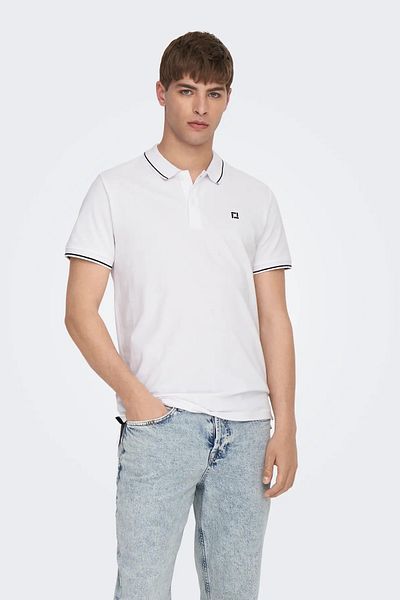 Only & Sons Ανδρικό μπλουζάκι Onsfletcher Polo Neck 100% βαμβάκι 22024827   Λευκό