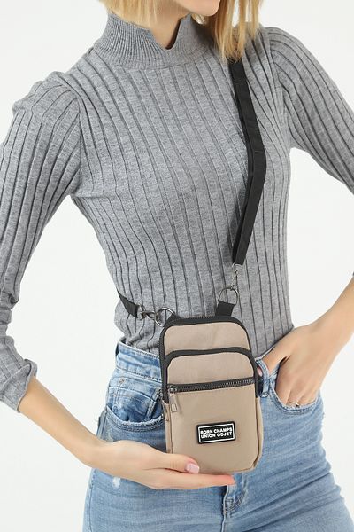 SHAKA Mink U17 Zippered 3 Compartments Adjustable Strap Unisex Phone Holder Wallet Bag L:20 E:12 W:4