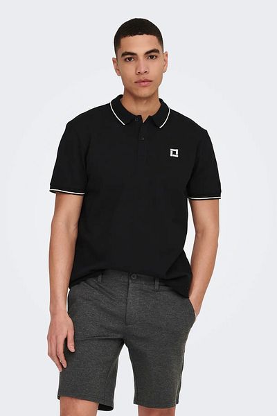 Only & Sons Ανδρικό μπλουζάκι Onsfletcher Polo 100% Βαμβακερό Μαύρο 22024827