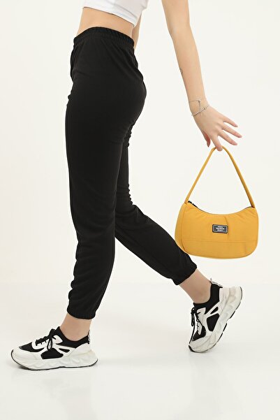 SHAKA Mustard U11 Single Zipper Compartment Daily Sports Baguette Canvas Fabric Women's Hand and Shoulder Bag B:16 E: 26