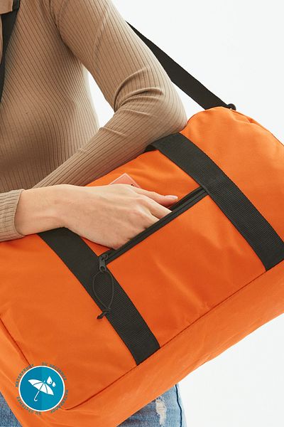 SHAKA Geantă portocalie U33, impermeabilă pentru fitness și sport, cu buzunar frontal și curea reglabilă B:28 E:4