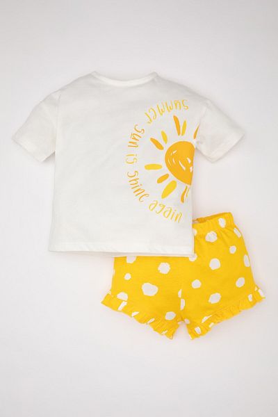 DeFacto Baby Girl 2 Piece Set Crew Neck Printed Short Sleeve T-Shirt Shorts C0040A524Sm